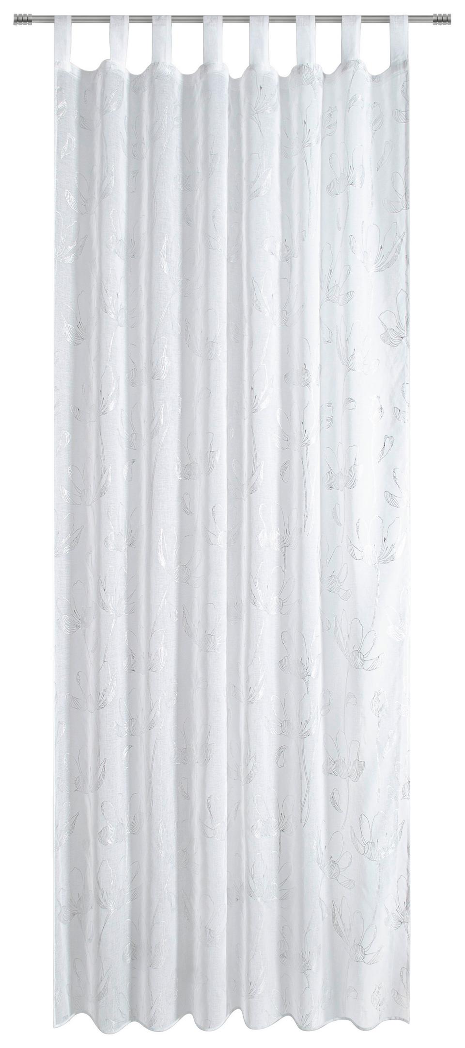 Kombivorhang transparent in Weiß & silberfarben