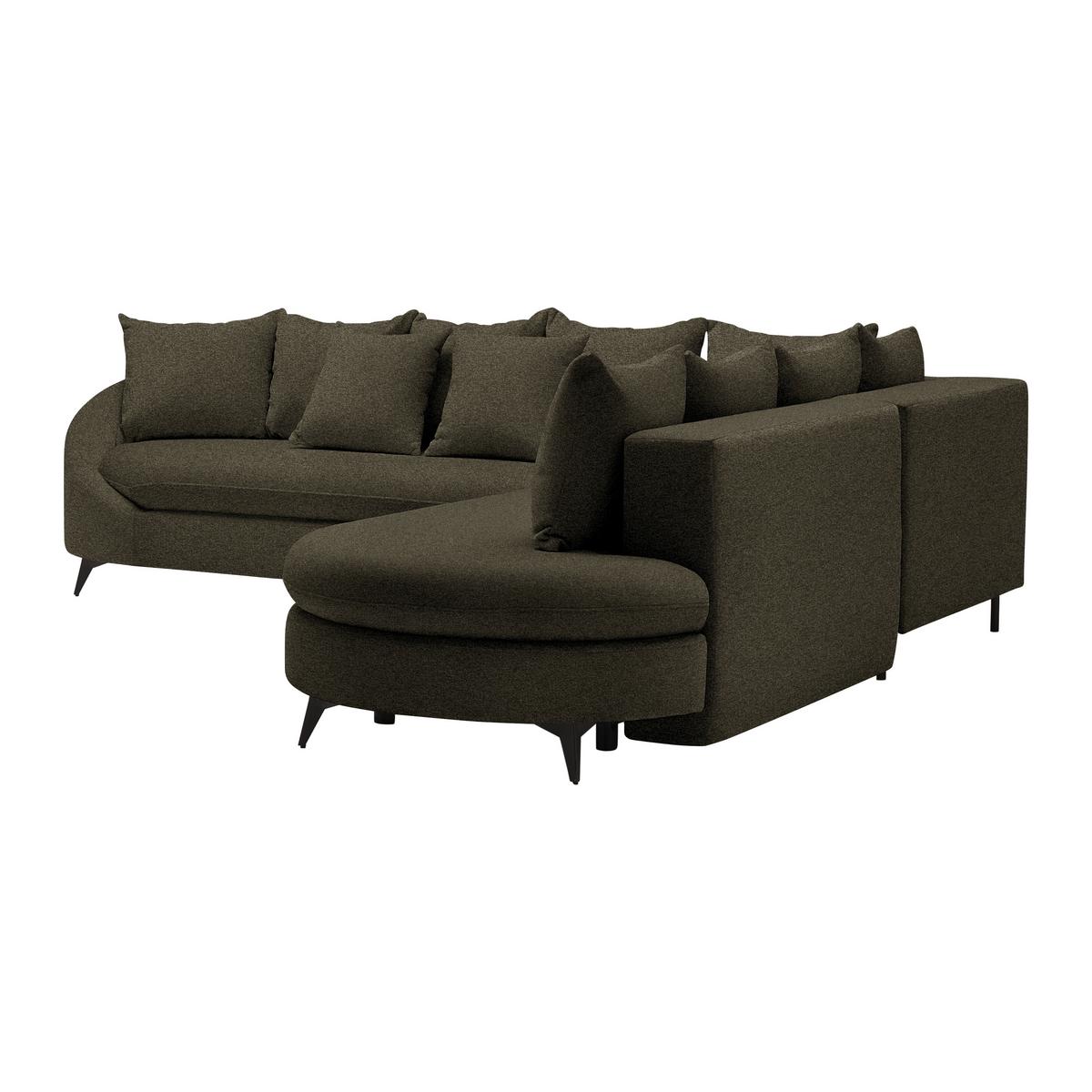 Rohová sedačka AXEL, pravá, tmavě zelená tkanina - černá/tmavě zelená, Moderní, kov/textil (291/250cm) - Mömax