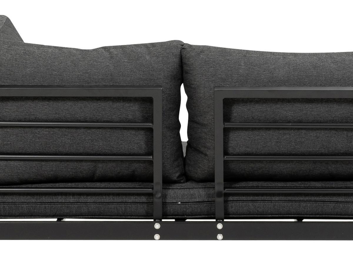 Loungegarnitur 3-Tlg Rio Echtholz/Metall mit Kissen - Anthrazit/Braun, MODERN, Holz/Textil (178/68/228,5cm) - Gardenson