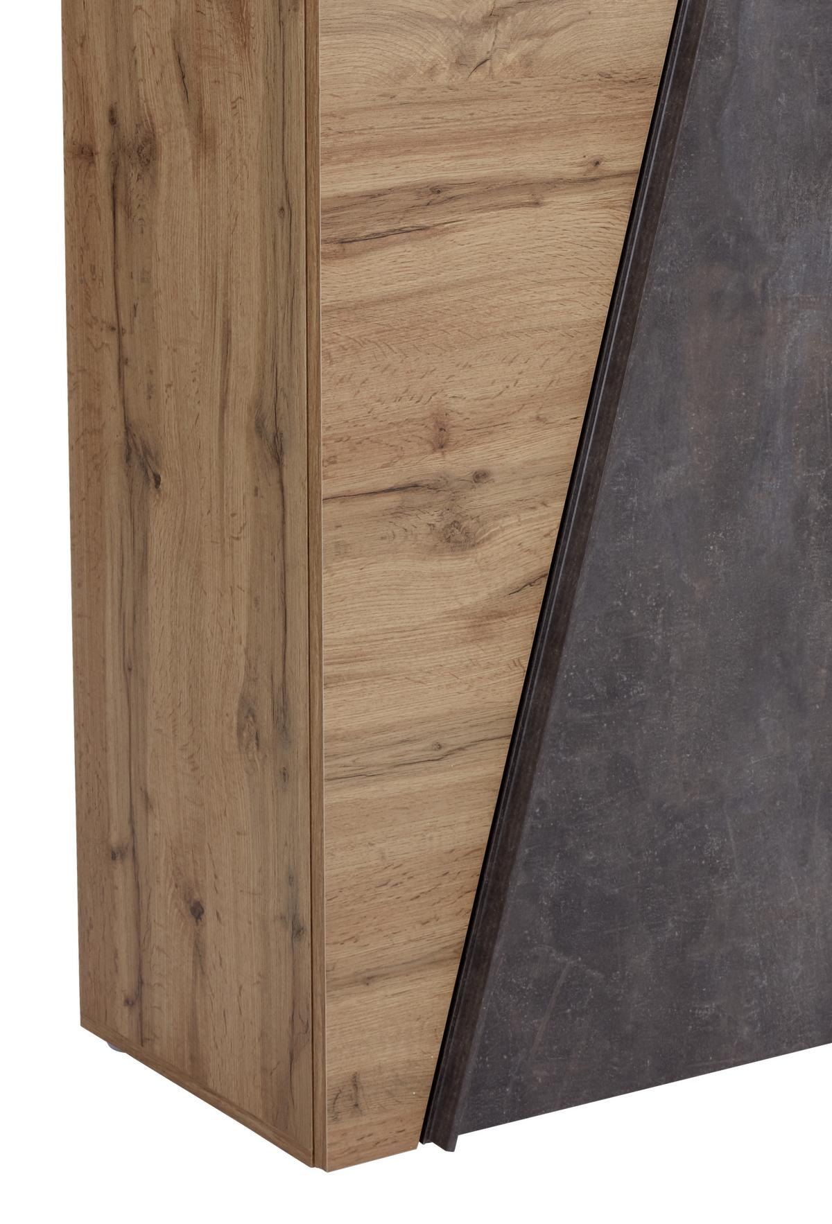 Schuhschrank Venedig Eiche Dekor 2-Türig B: 70 cm - Eichefarben/Dunkelgrau, MODERN, Holzwerkstoff (70/196/35cm)