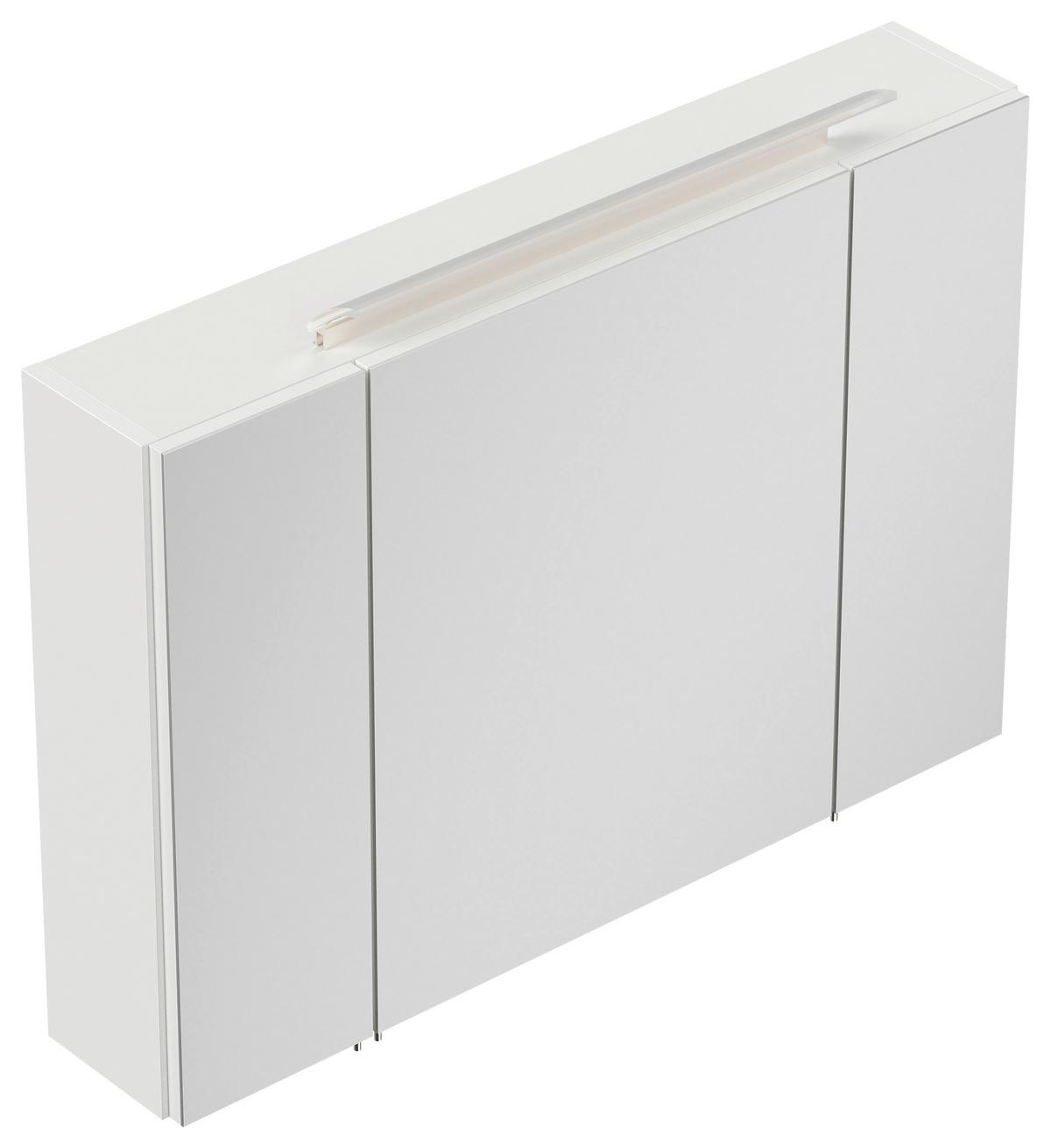 Spiegelschrank Weiß Hochglanz B: 90 cm - Weiß Hochglanz, MODERN, Glas/Holzwerkstoff (90/62/17cm) - MID.YOU