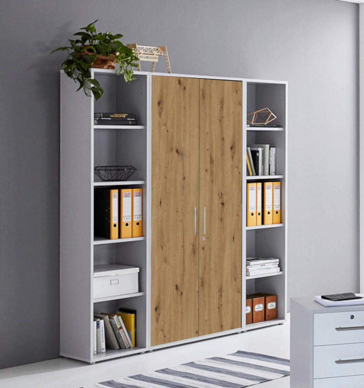 AKTENSCHRANK OFFICE EDITION - SW SET 3 - Hellgrau/Eiche Artisan, MODERN, Holzwerkstoff (172,6/185,6/33cm) - MID.YOU