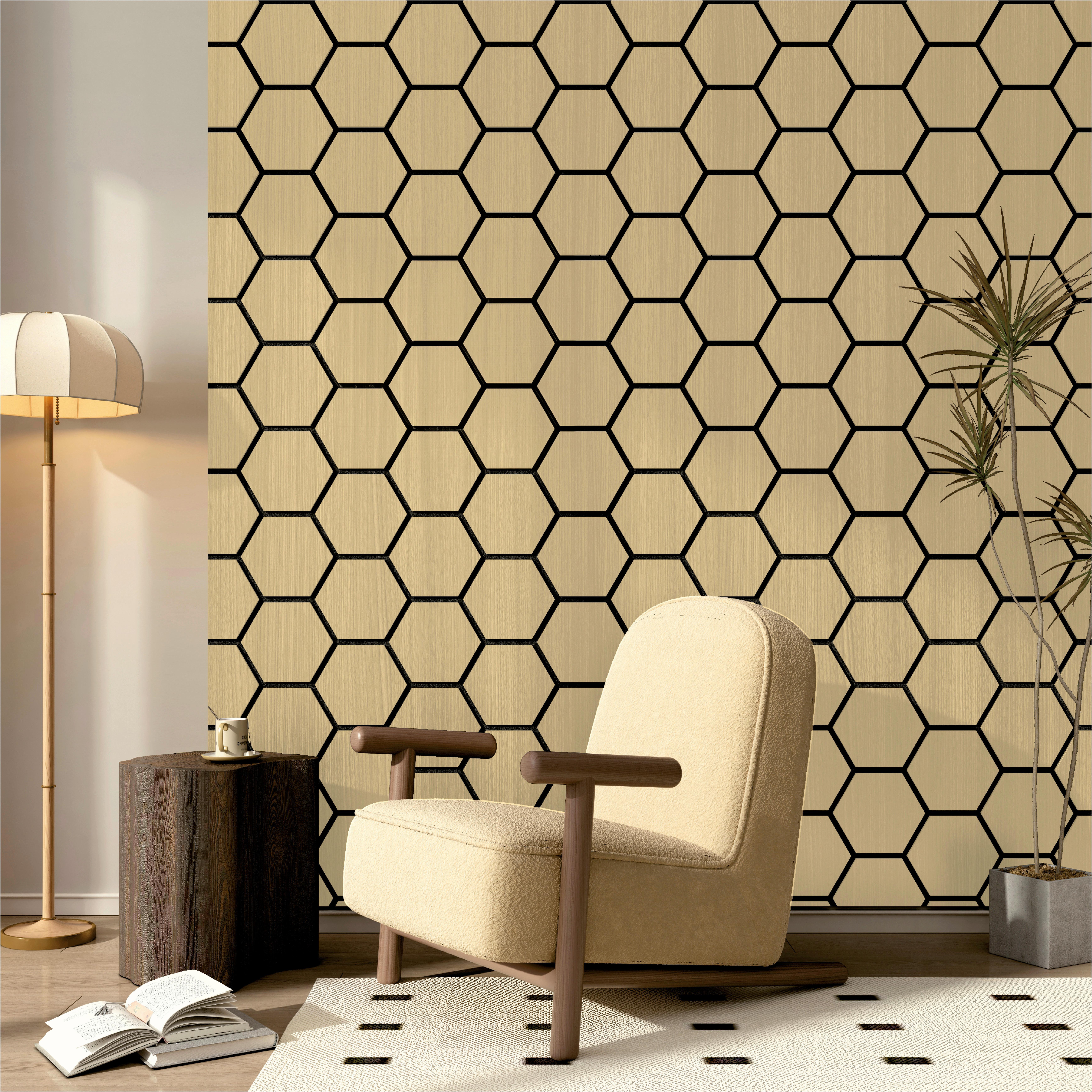 Akustikpaneel Sonido Hexagon - Hellbraun/Eichefarben, KONVENTIONELL, Holzwerkstoff/Kunststoff (76/57.4/1.8cm) - Novel