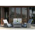 Loungegarnitur 4-Tlg Santander Metall/Polly-Rattan mit Kissen - Grau, MODERN, Kunststoff/Textil (120/60/60cm) - Beldano