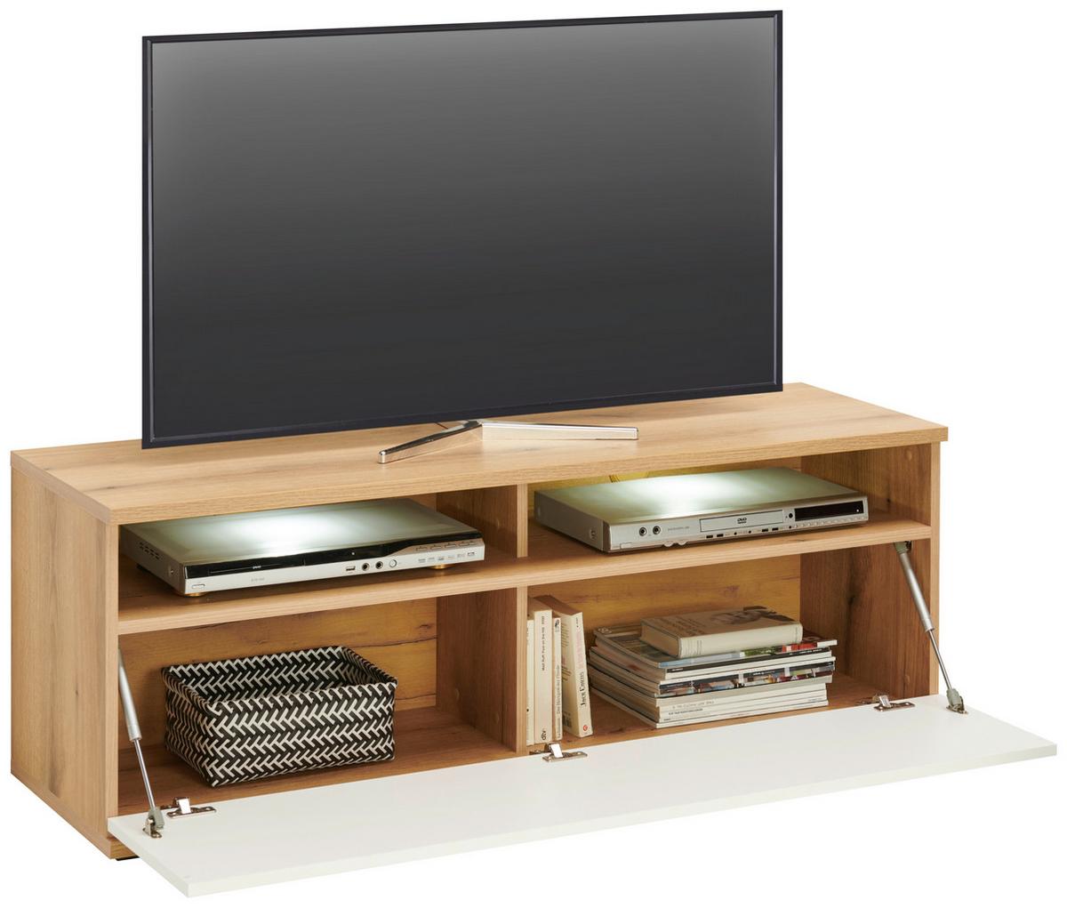TV-Element Power B: 127,5 cm Eiche Dekor/Weiß - MODERN, Holzwerkstoff (127,5/46/40cm)