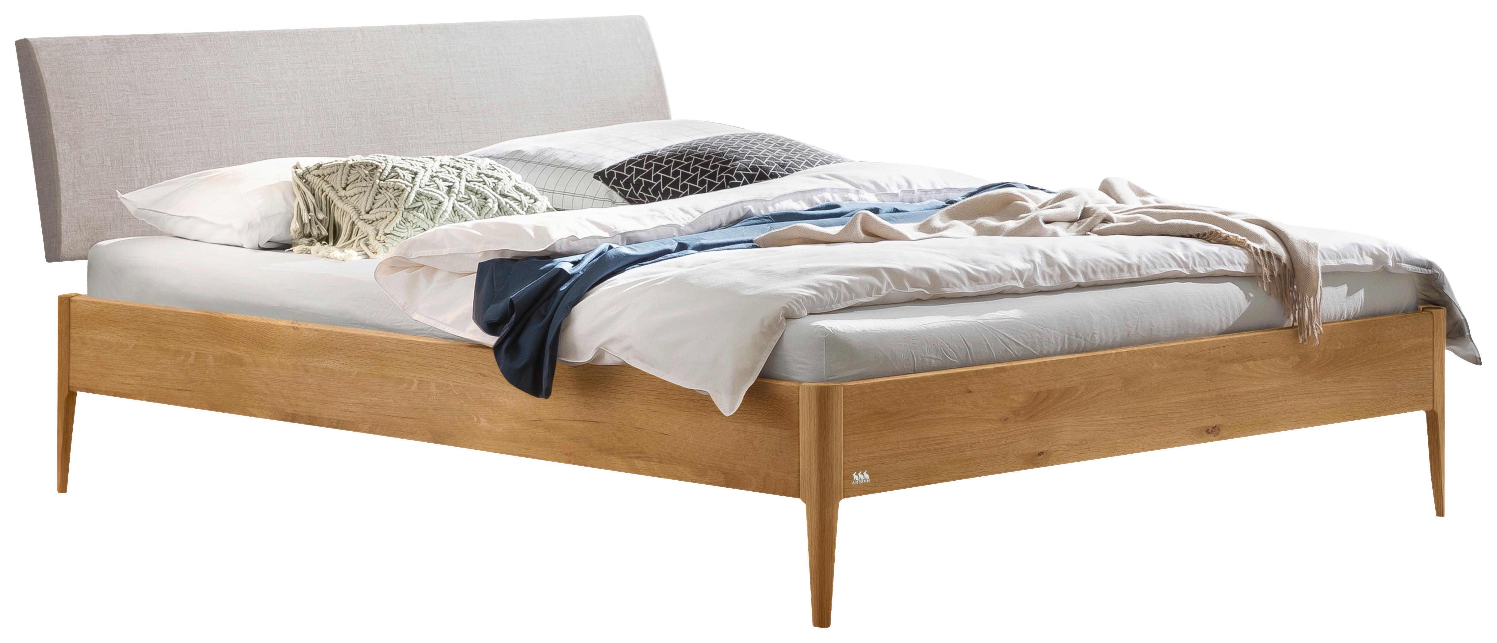 BETT Fanano, Wildeiche 140x200 cm - Wildeiche/Hellgrau, KONVENTIONELL, Holz/Textil (140/200cm) - Hasena