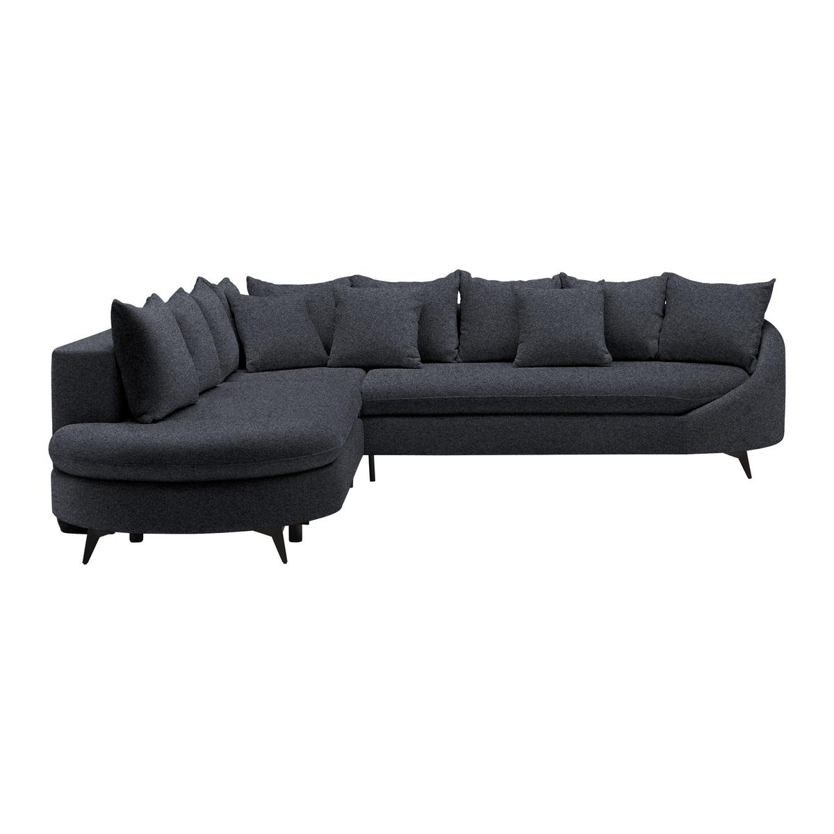 Rohová sedačka AXEL, ľavá, tmavosivá tkanina - čierna/tmavosivá, Modern, kov/textil (250/291cm) - Mömax
