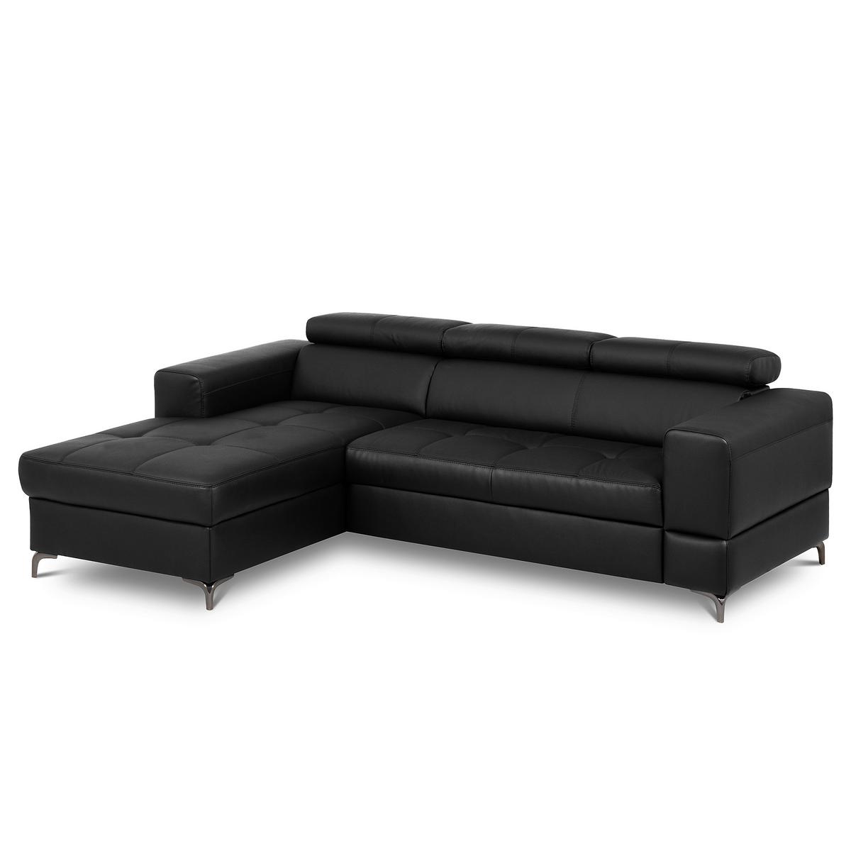 Ecksofa Torino Teilleder Schwarz 173x247 - Schwarz, Design, Leder/Textil (173/247cm) - Livetastic