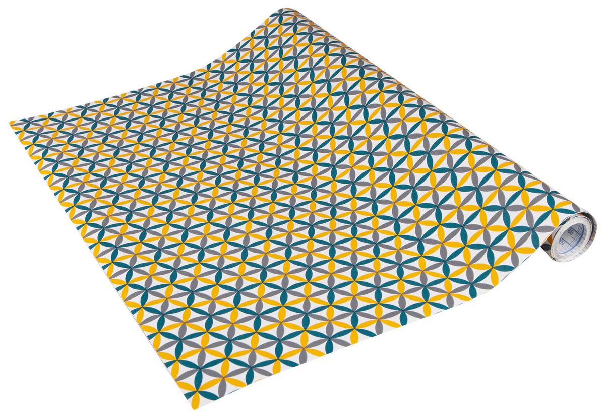 Klebefolie Muster Kf Charleston 45x200 cm - Blau/Gelb, Basics (45/200cm)