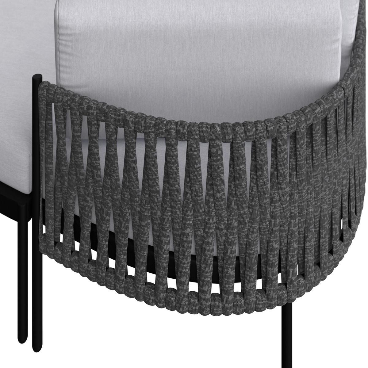 Záhradná pohovka LUCIEN - čierna/svetlosivá, Modern, kov/textil (150/64/76cm) - Bessagi Garden