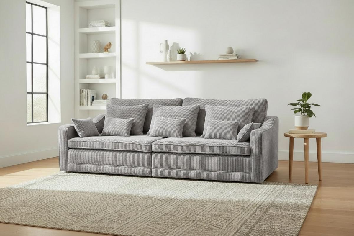 Bigsofa Evora Hellgrau B: 276 cm - Hellgrau, MODERN, Textil (276/71-92/137cm) - MID.YOU