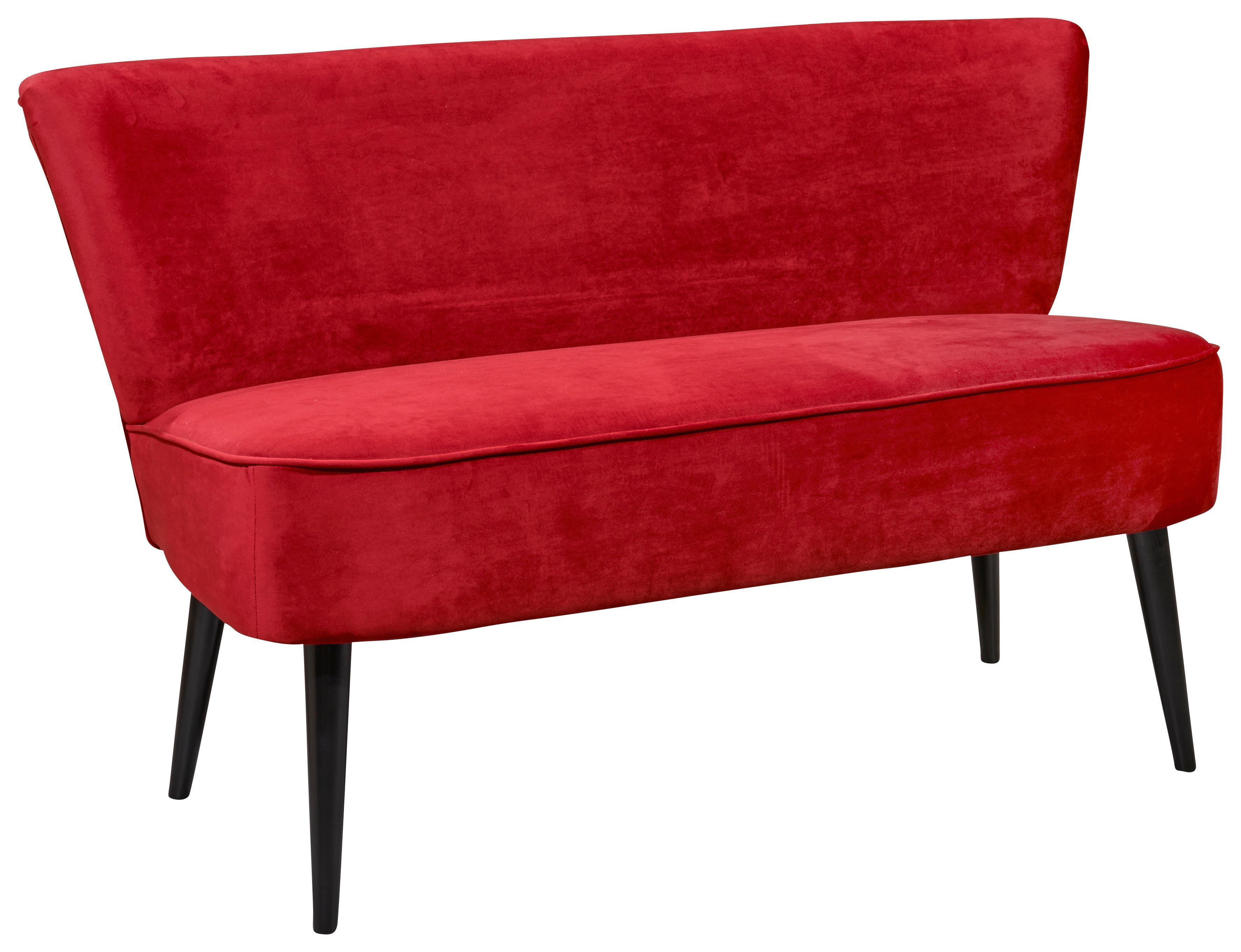Sitzbank mit Lehne Gepolstert Samt Rot Lord B: 140 cm - Rot/Schwarz, Trend, Holzwerkstoff/Textil (140/83/75cm) - MID.YOU