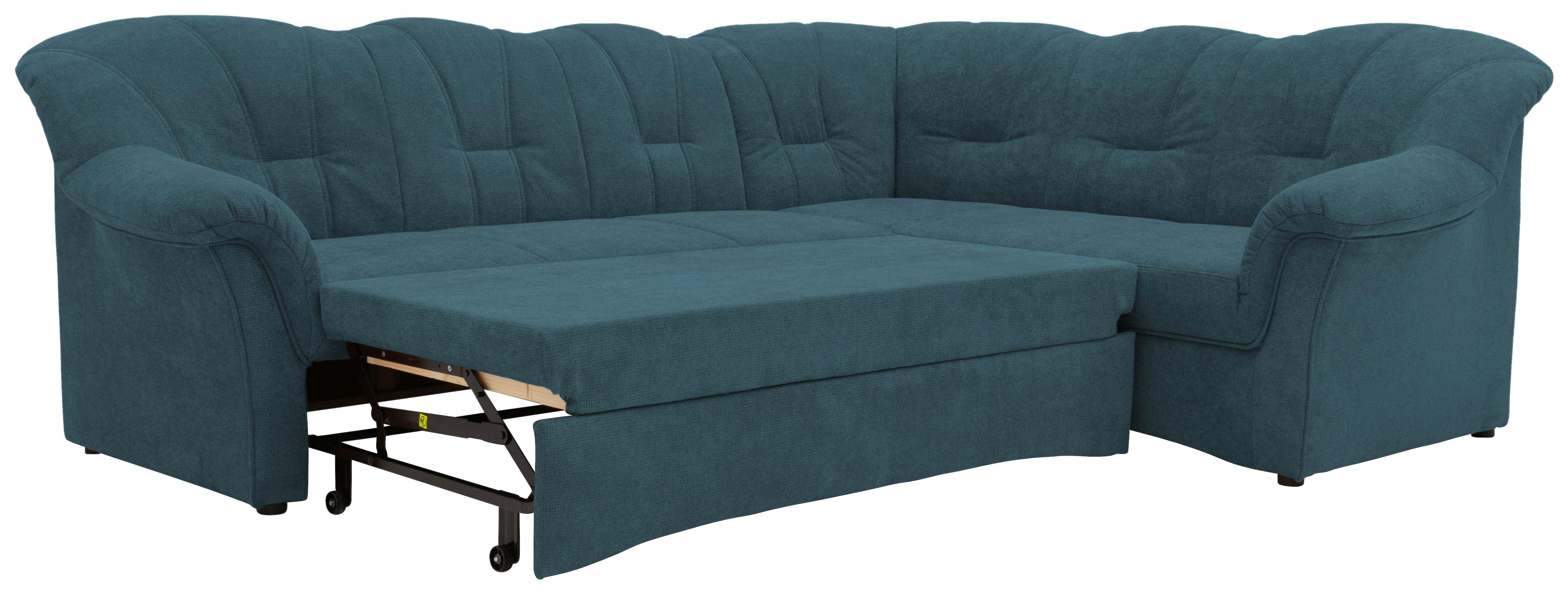 Ecksofa Mit Schlaffunktion Papenburg Petrol - Petrol/Schwarz, KONVENTIONELL, Textil (243/192cm) - MID.YOU