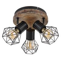 Strahler 3-Flammig verstellbar Ø 30 cm - Schwarz/Naturfarben, KONVENTIONELL, Kunststoff/Metall (30/30cm) - Globo