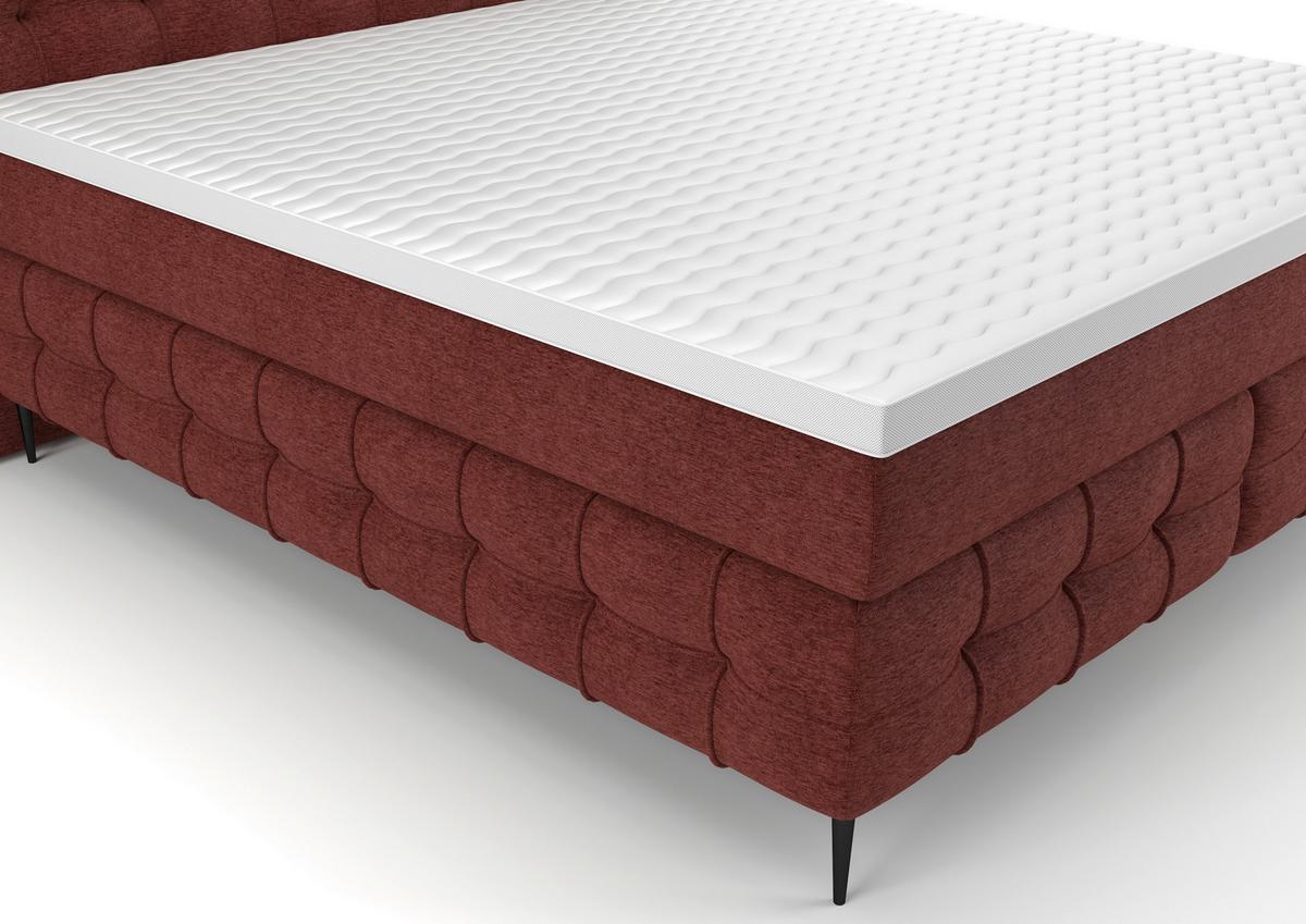 Boxspring- Ágy Scarlett 160/200cm - sötétvörös, Konventionell, faalapú anyag/textil (160/200cm)