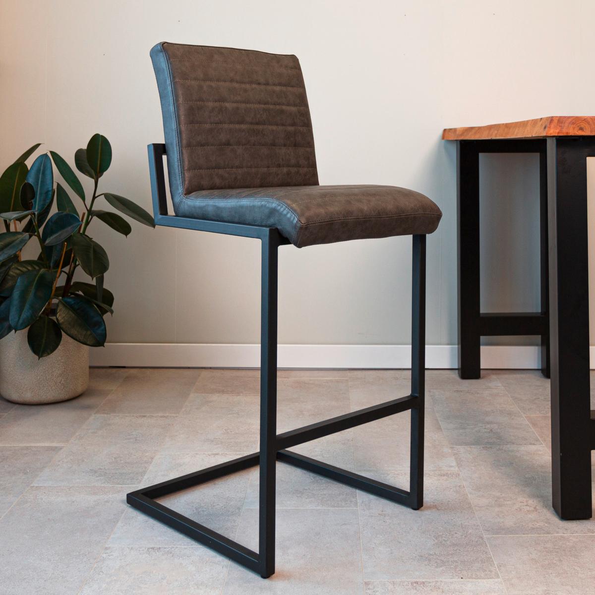 Barhocker-set Donny Anthrazit B: 54 Cm - Anthrazit/Schwarz, MODERN, Textil/Metall (54/100/58cm) - MID.YOU