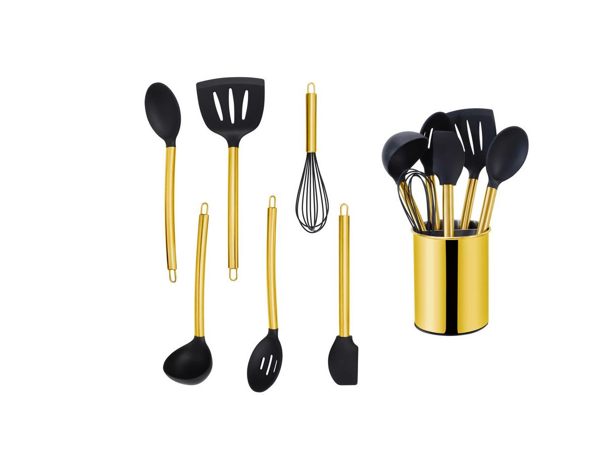 SADA KUCHYŇSKÉHO NÁČINÍ EW-KS-7020G - černá/barvy zlata, Basics, plast (13cm) - Echtwerk