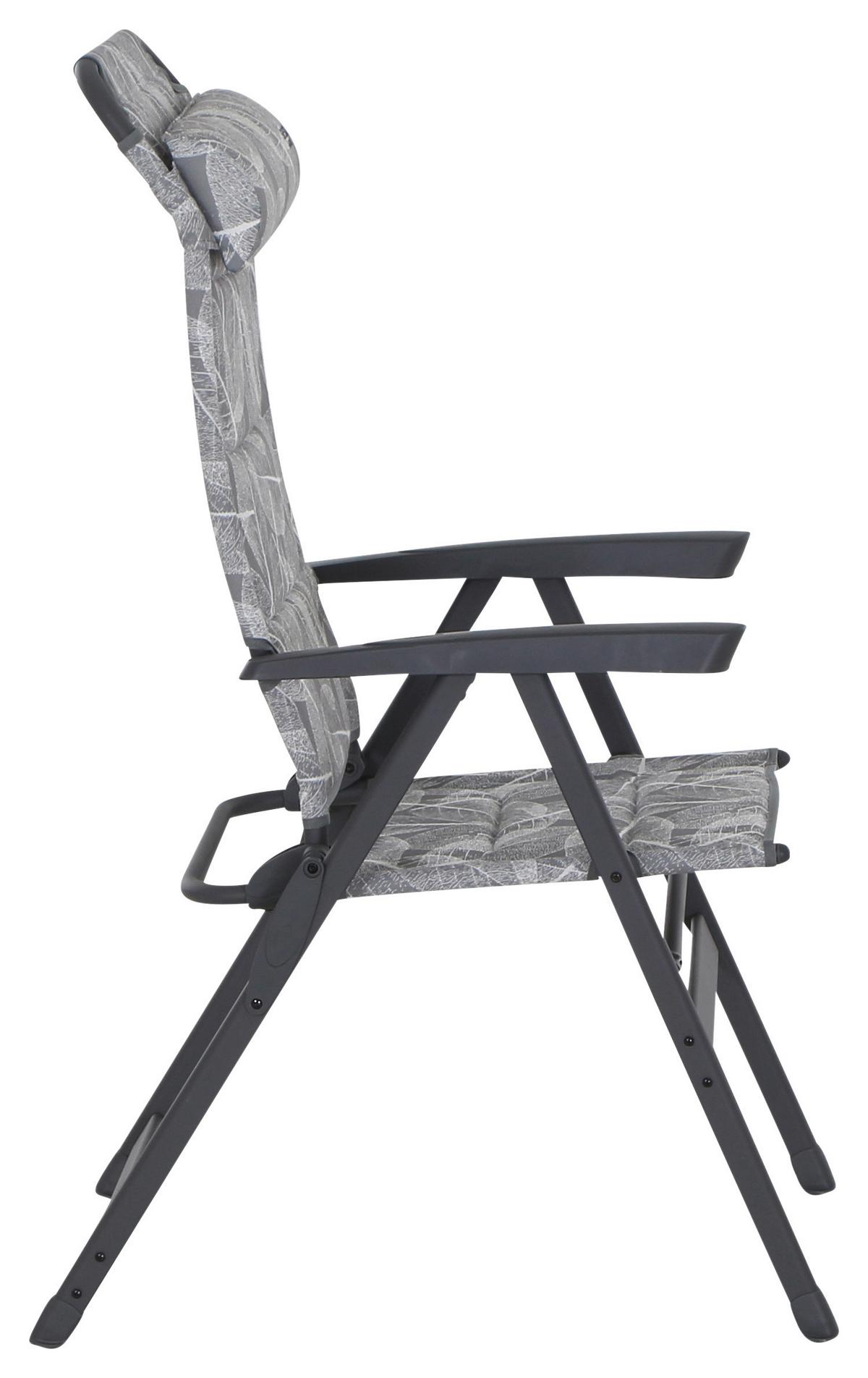 Campingsessel Klappbar Mit Armlehnen + Kopfpolster - Anthrazit/Grau, KONVENTIONELL, Textil/Metall (61/121/68cm) - Siena Garden