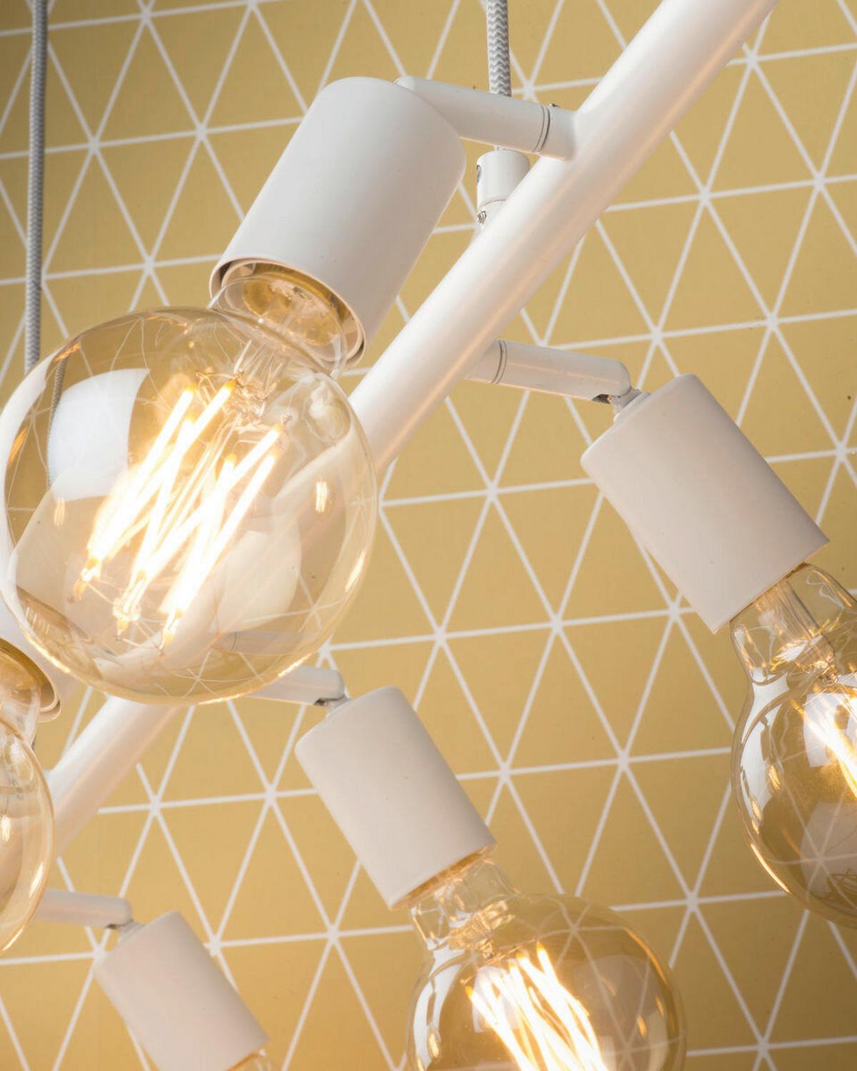 Hängeleuchte Miami H: 28-175cm 8-Flammig Höhenverstellbar - Weiß, Design, Metall (105/28/28-175cm) - It's about Romi