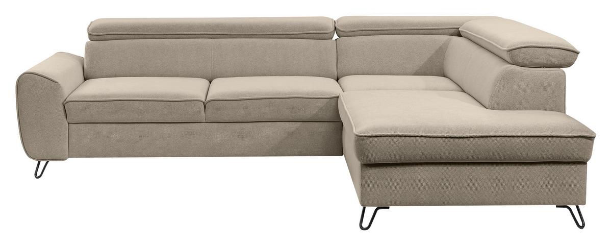 Rohová sedačka IDYLLA, pravá béžová,úl.prostor,lůžko - černá/béžová, Design, kov/textil (250/200cm)