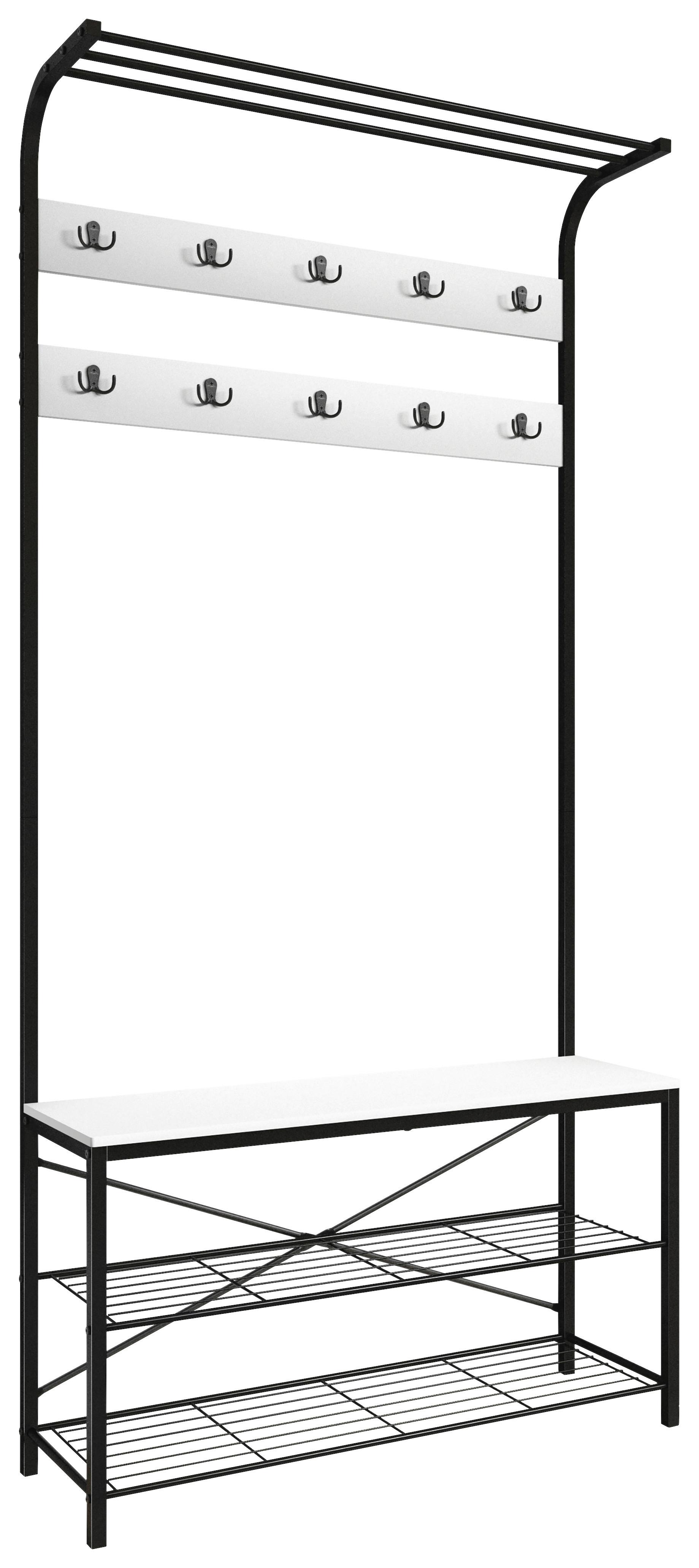 Garderobe Taliro Schwarz Weiß - Schwarz/Weiß, Design, Holzwerkstoff/Metall (90/190/30cm) - MID.YOU