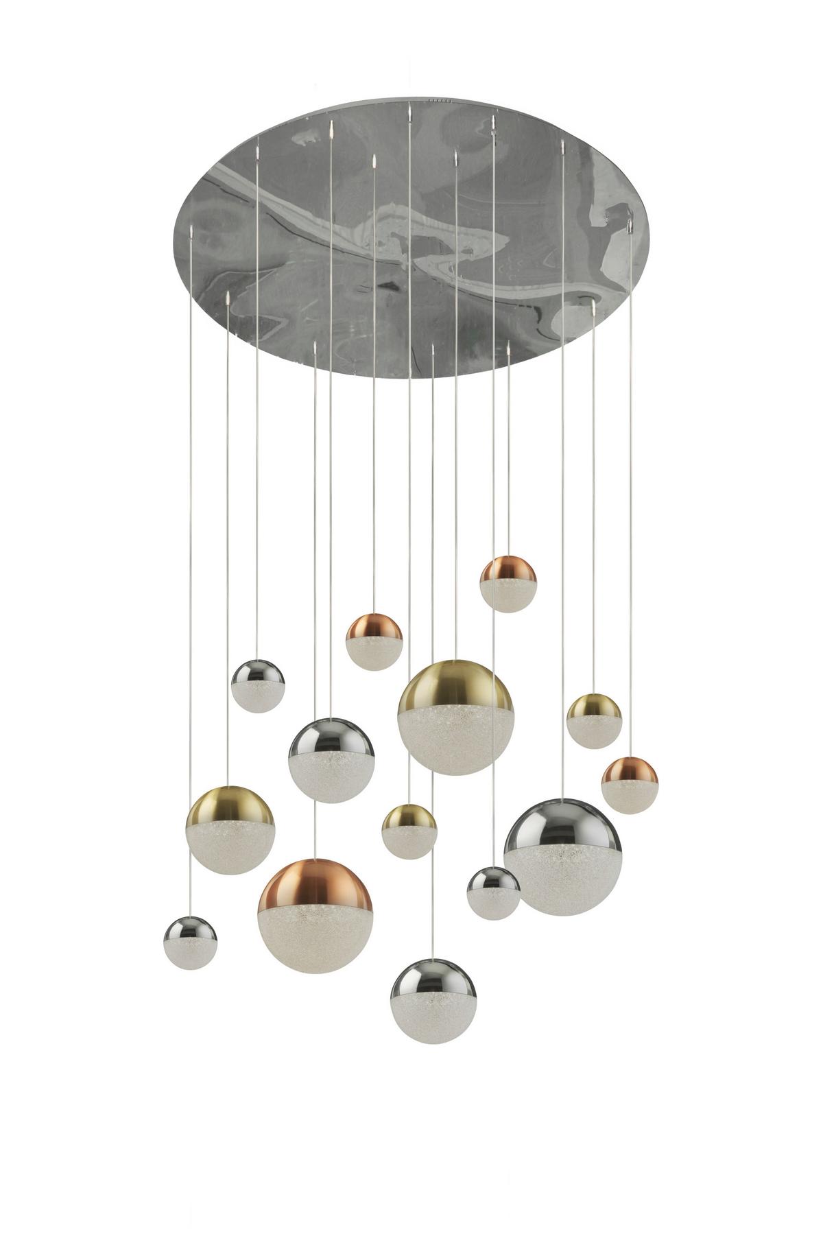 Led Függeszték 4514-14 - krómszínű, Design, üveg/textil (70/300cm)