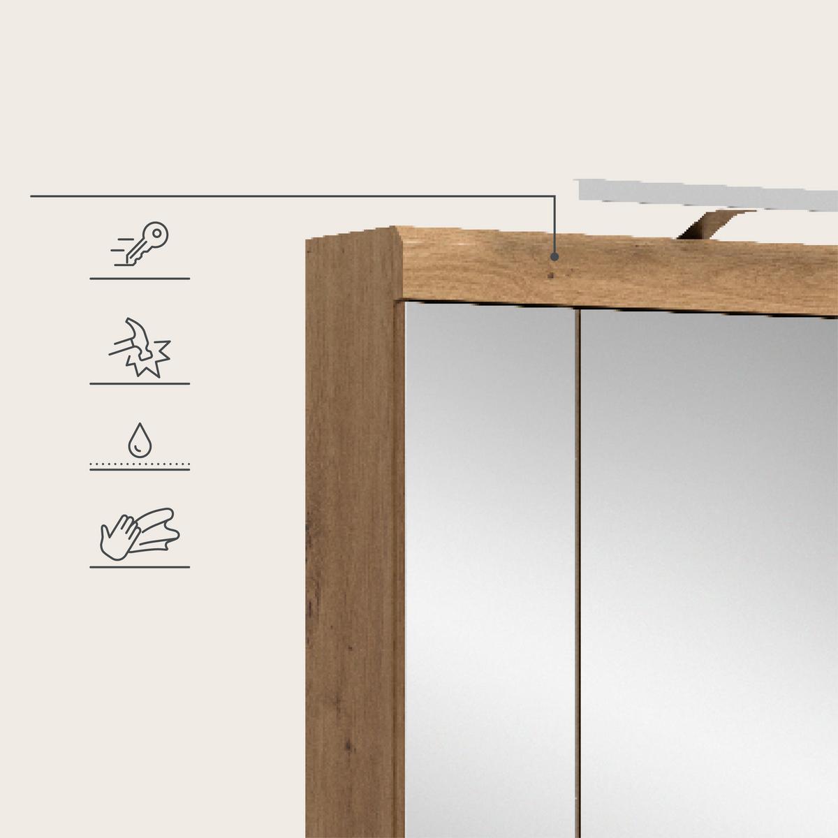 Spiegelschrank Scout Eiche Artisan Dekor B: 60cm - Eiche Artisan, Trend, Glas/Holzwerkstoff (60/79/18cm) - MID.YOU