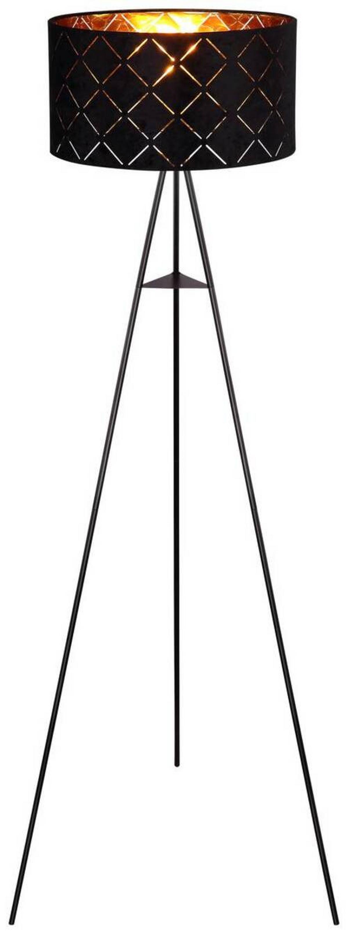 Stehlampe Schwarz Mit Fußschalter - Schwarz, Design, Textil/Metall (69/149cm) - Globo