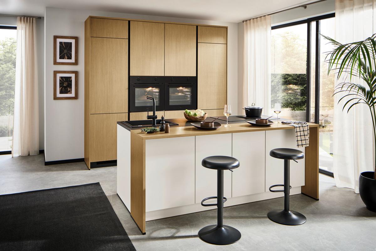 Einbauküche Stripe/Clean - Eichefarben/Anthrazit, MODERN, Holzwerkstoff (249,2cm) - Express-Kuechen