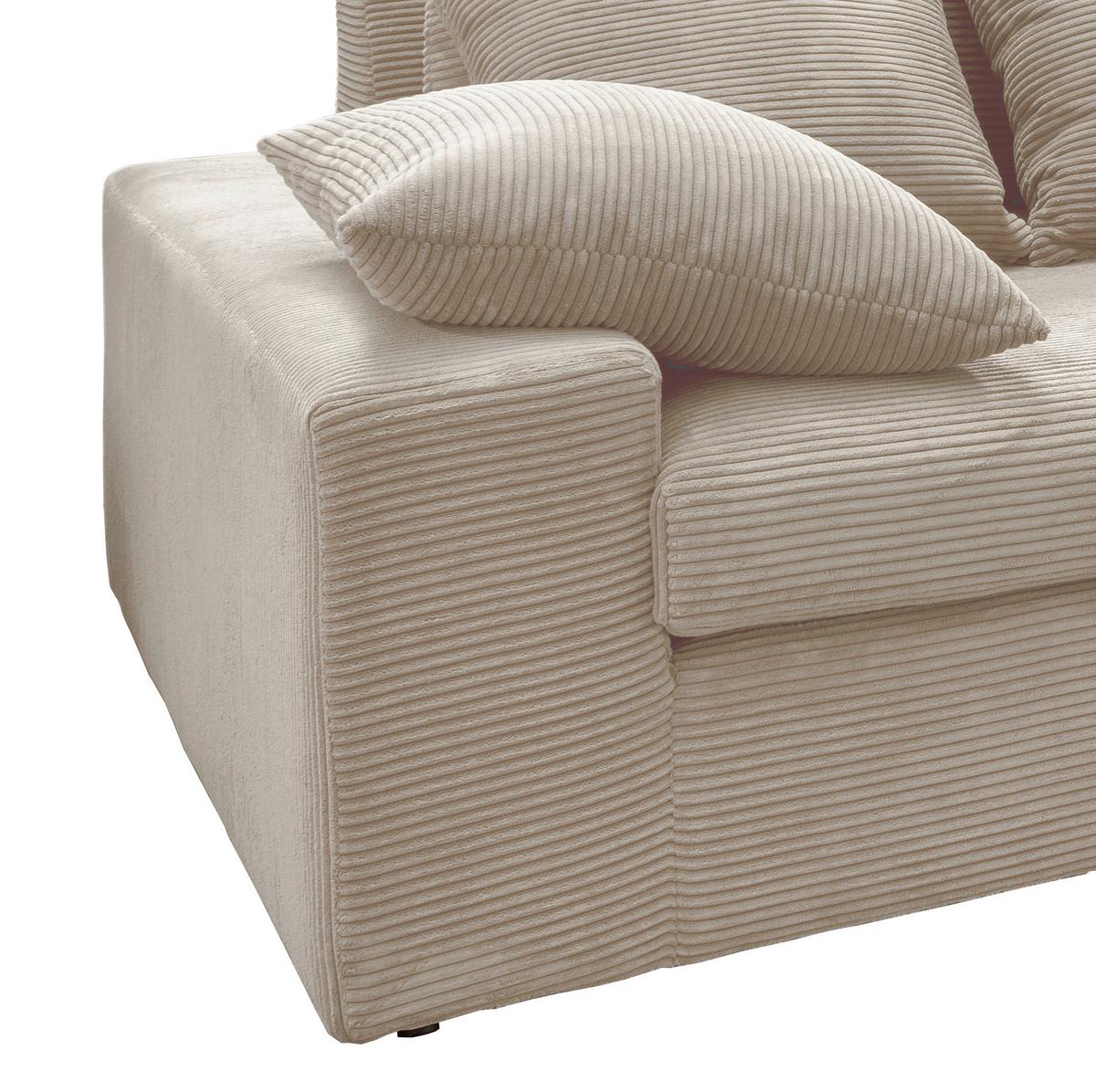 Viersitzer-sofa Avellino Beige B: 308 Cm - Beige/Schwarz, MODERN, Textil (308/80/140cm) - Livetastic