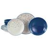 Tafelservice Joy Blau-bunt Blau, Creme 12--Teilig - Blau/Creme, Basics, Keramik - Creatable