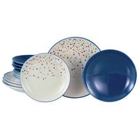 Tafelservice Joy Blau-bunt Blau, Creme 12--Teilig - Blau/Creme, Basics, Keramik - Creatable