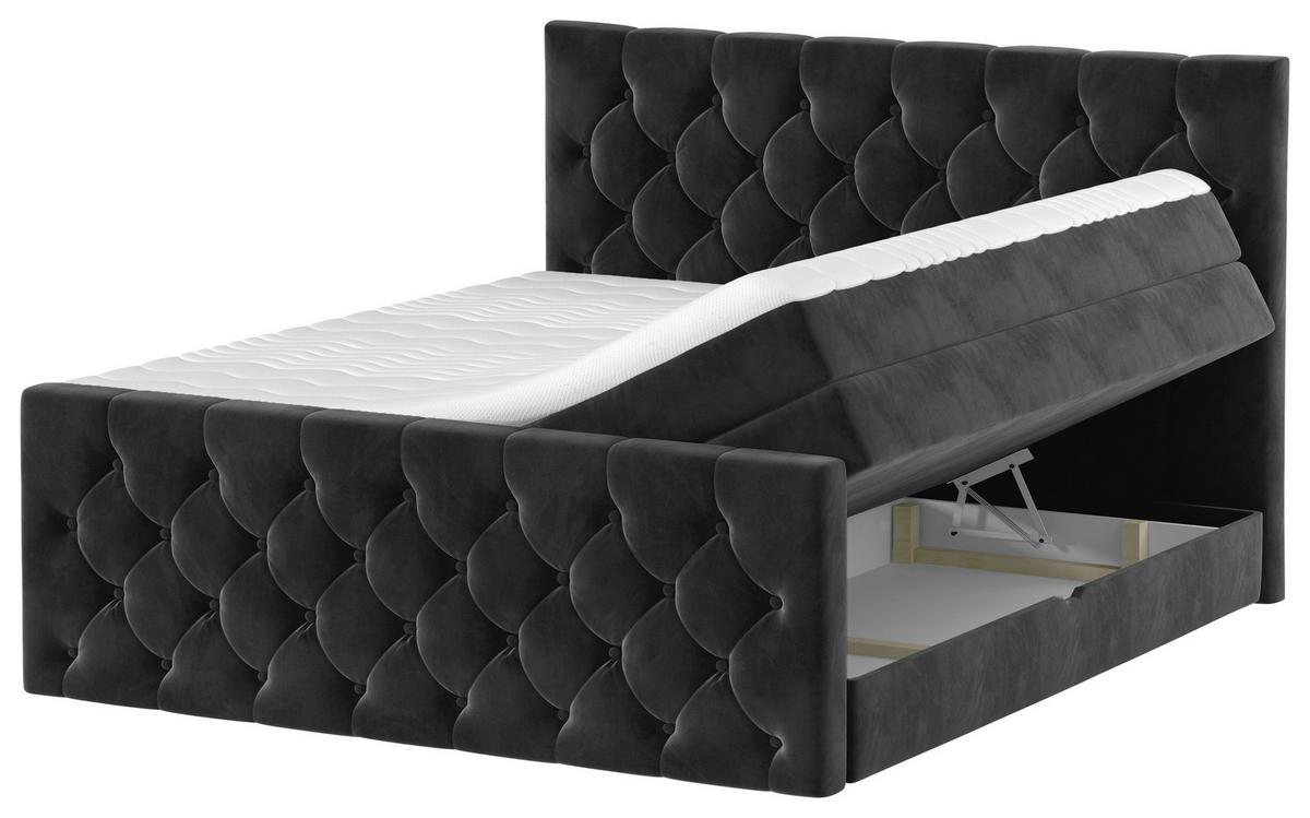 Boxspringbett Swing 20 Schwarz 140x200 Cm H2 - Beige/Schwarz, ROMANTIK / LANDHAUS, Textil (140/200cm) - James Wood