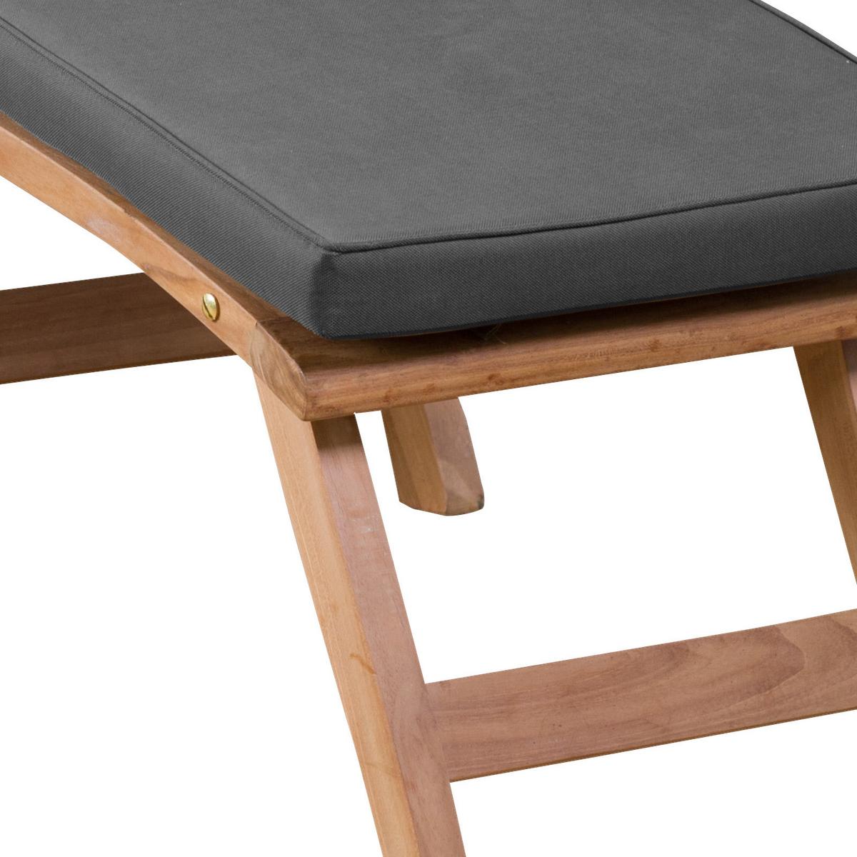 Bäderliege Woodie, Teakholz Mit Auflage, Verstellbar - Grau/Teakfarben, Basics, Holz (60/93/170cm)