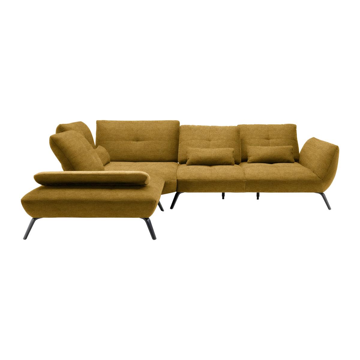Rohová sedačka TRENDY, ľavá, horčicovožltá - horčicovožltá/čierna, Modern, kov/kompozitné drevo (250/93/310cm) - Premium Living