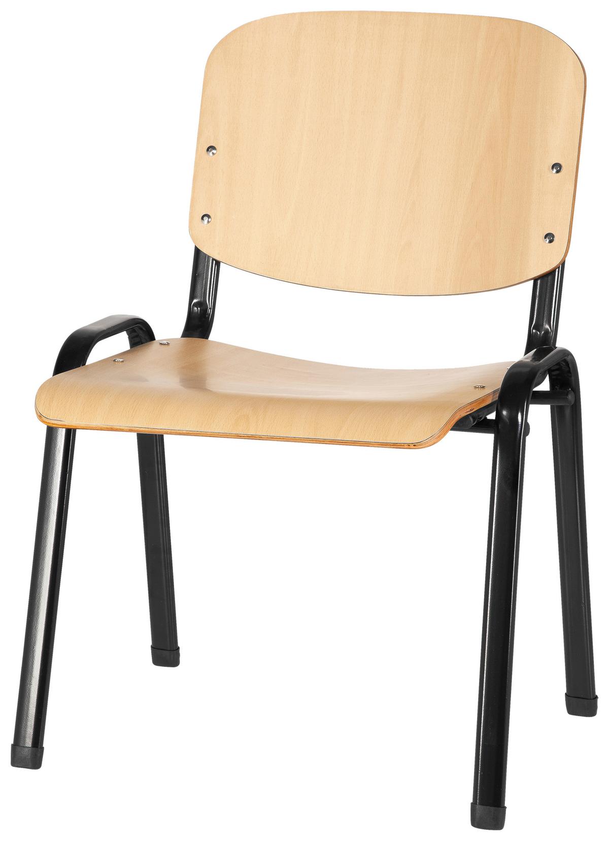 Besucherstuhl Xt 600 Stapelbar Schwarz/buche Bis 100 Kg - Buchefarben/Schwarz, Basics, Holz/Metall (58/81/48cm) - MID.YOU