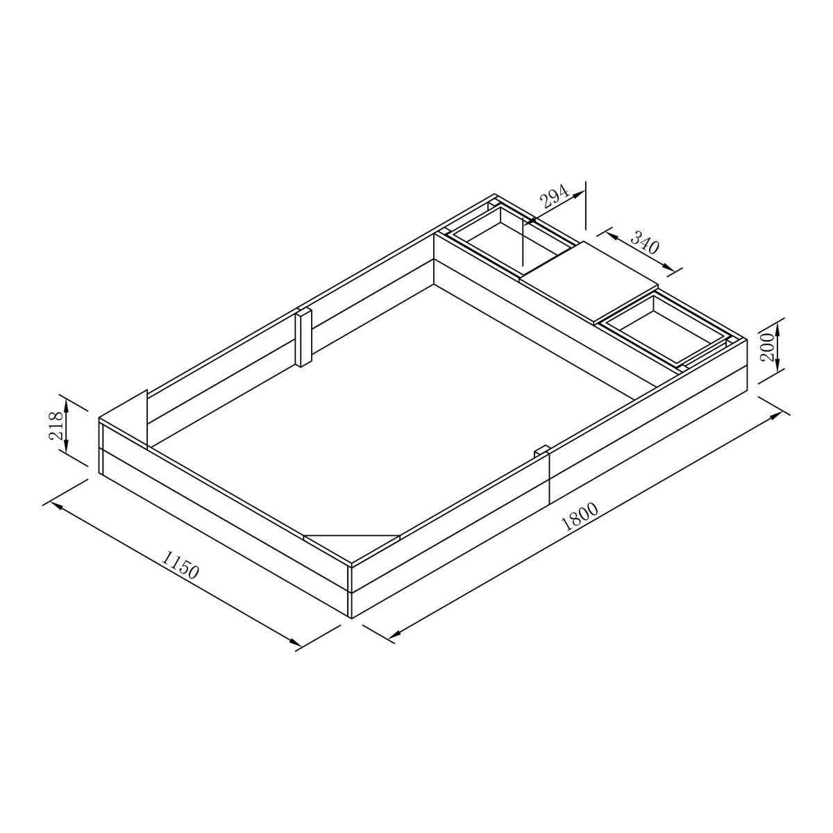 Sandkasten A031.014.20 - Braun/Grau, KONVENTIONELL, Holz (115/21,8/180cm) - Ambia Garden