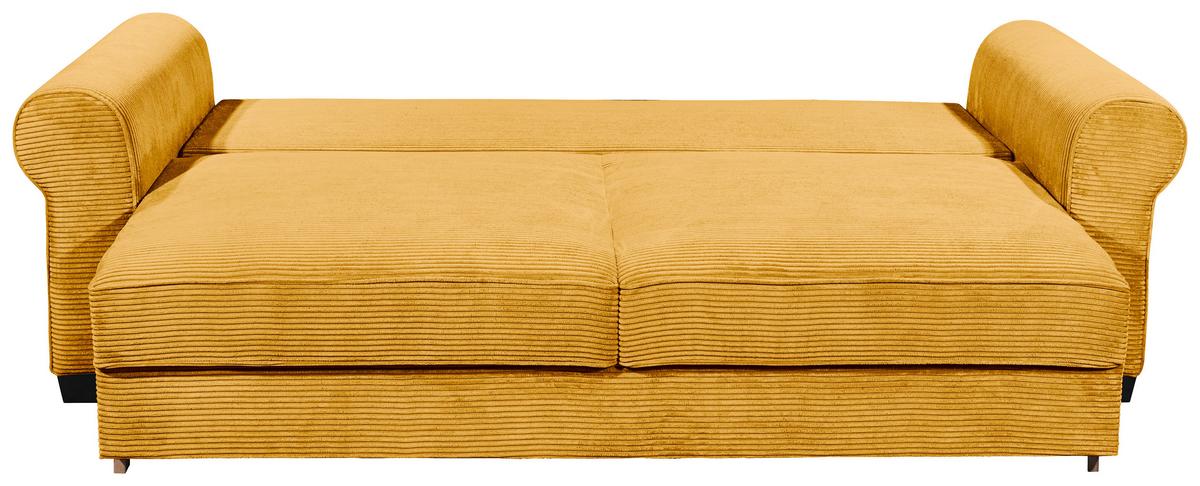 2-Sitzer-Sofa Mit Schlaffunktion Maureen B:247cm - Gelb/Schwarz, KONVENTIONELL, Textil (247/95/125cm) - Hom`in
