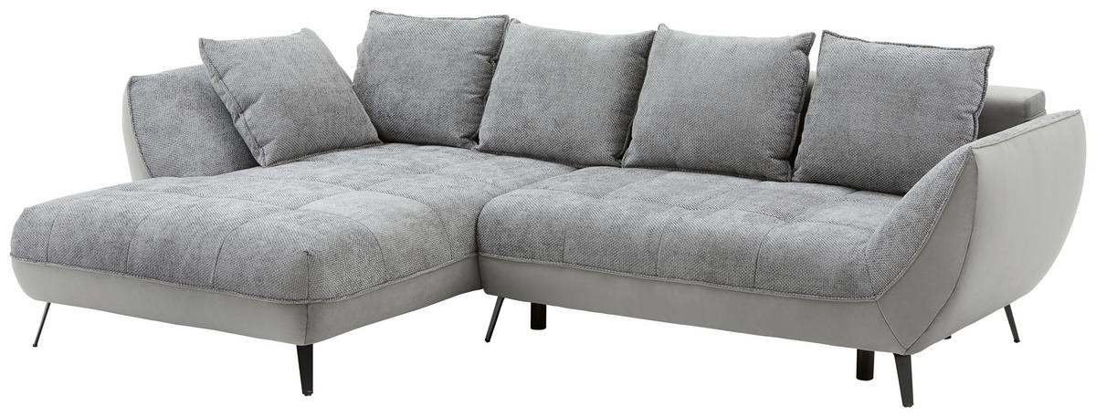 Ecksofa mit Schlaffunktion & Bettkasten Midway Grau - Schwarz/Grau, MODERN, Holz/Holzwerkstoff (187/282cm)