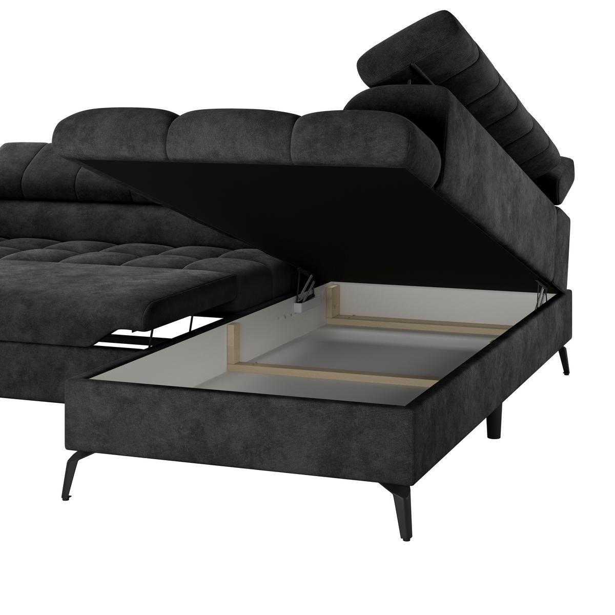 Ecksofa Volf Rechts New Schwarz, S: 261x203 cm - Schwarz, Trend, Kunststoff/Textil (261/203cm)