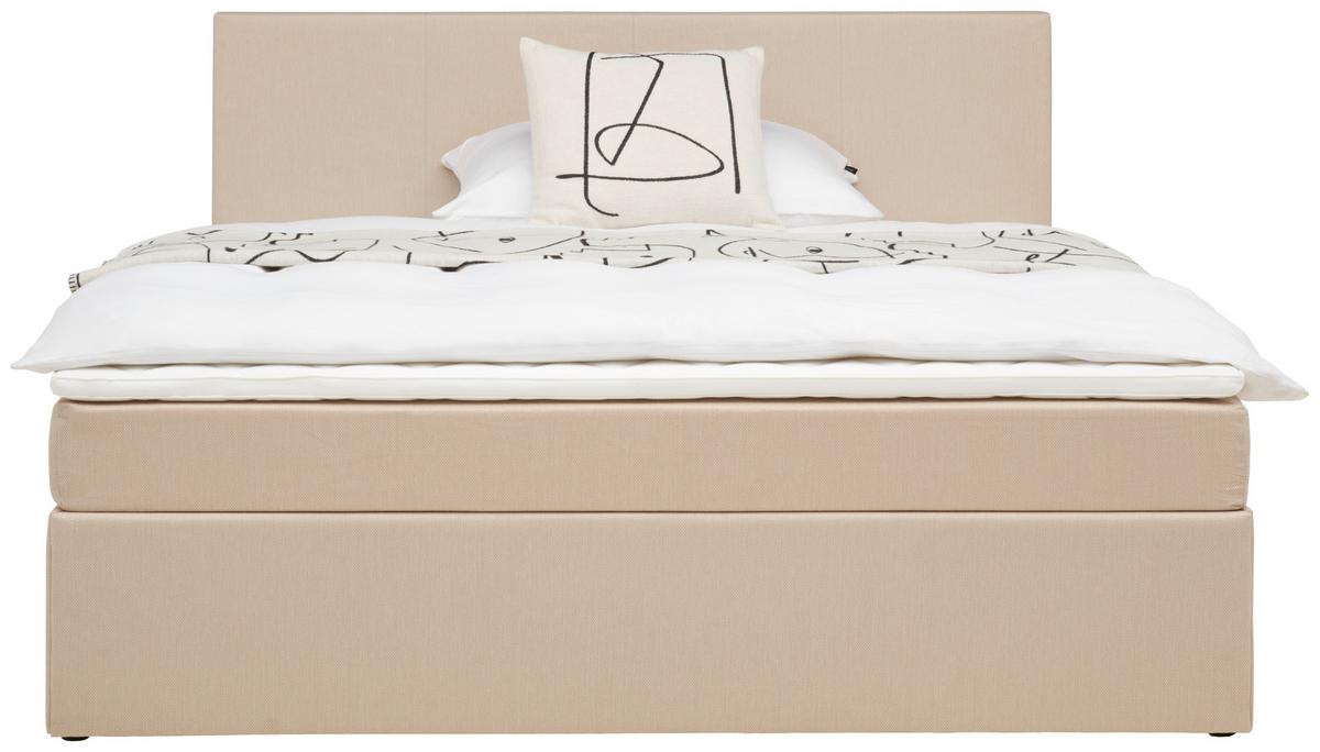Boxbett Mit Topper 180x200 Cm Carolina Sandfarben - Sandfarben/Schwarz, Basics, Holz/Textil (180/200cm) - P & B