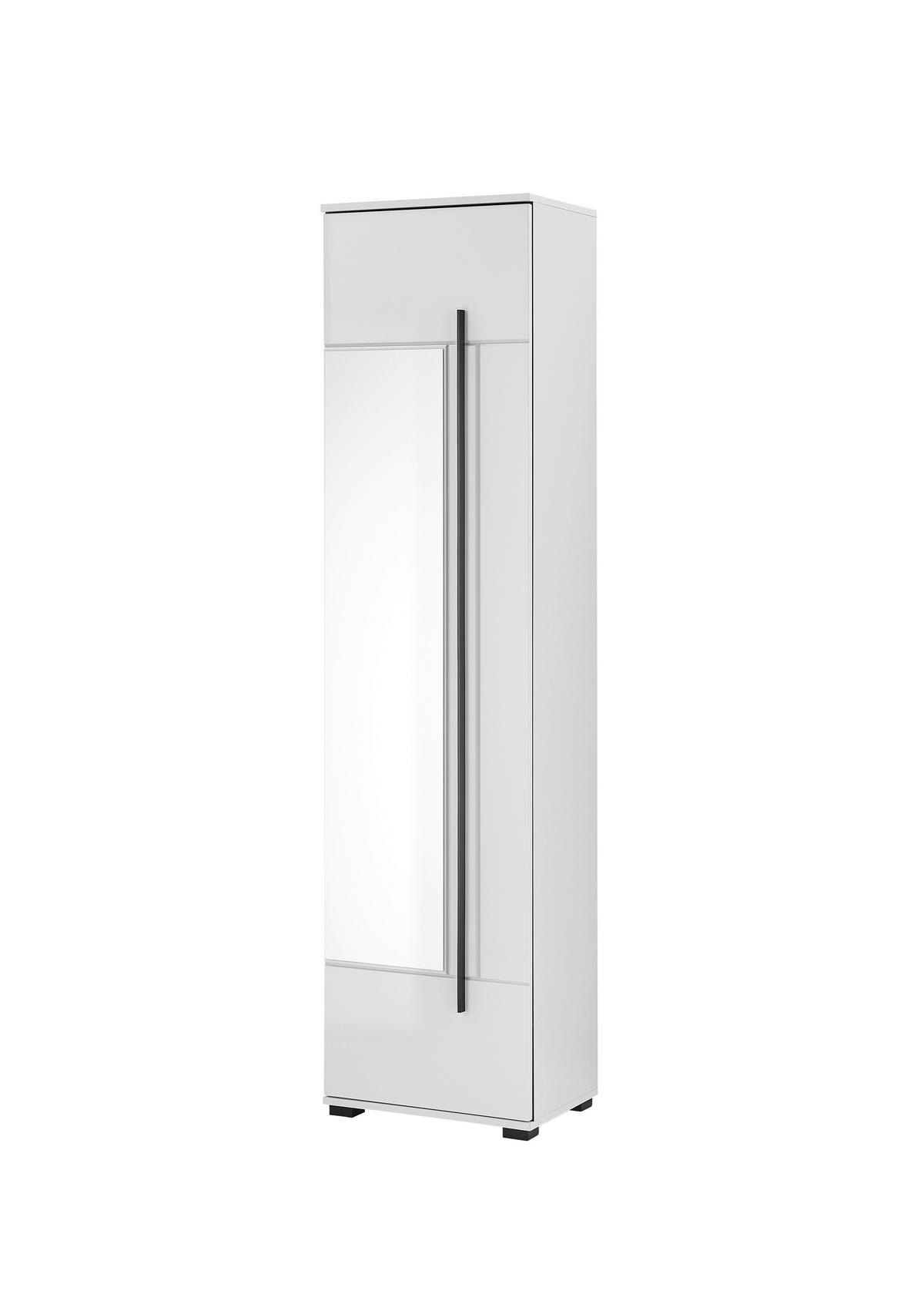 Mehrzweckschrank Cantara Weiß/Weiß HG B: 50cm - Weiß Hochglanz/Schwarz, MODERN, Glas/Holzwerkstoff (50/201/39cm) - MID.YOU