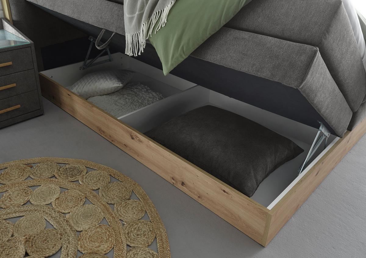 Boxspringbett Mit Topper, Bettkasten 180x200 Preston - Anthrazit, MODERN, Holz/Holzwerkstoff (180/200cm) - Livetastic