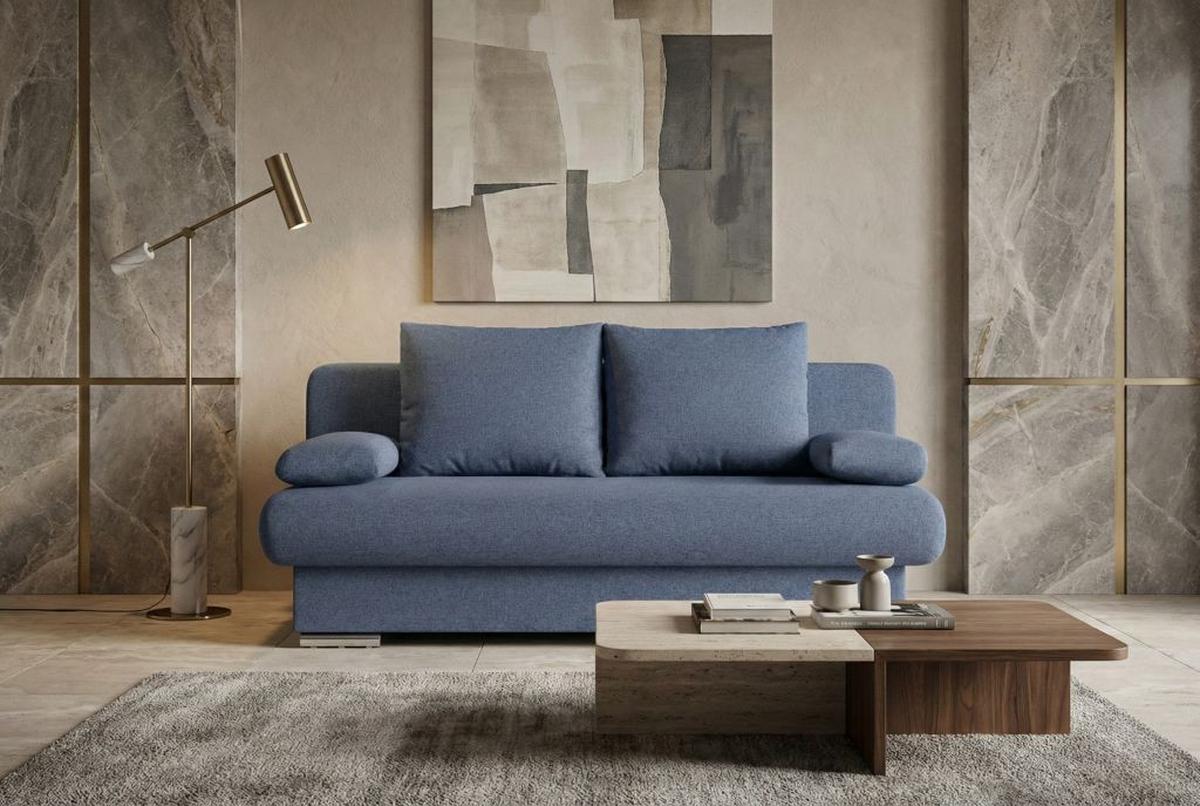 Rozkladacia pohovka BORA, modrá tkanina LUMOS - modrá/čierna, Design, kompozitné drevo/textil (193/85/86cm) - P & B