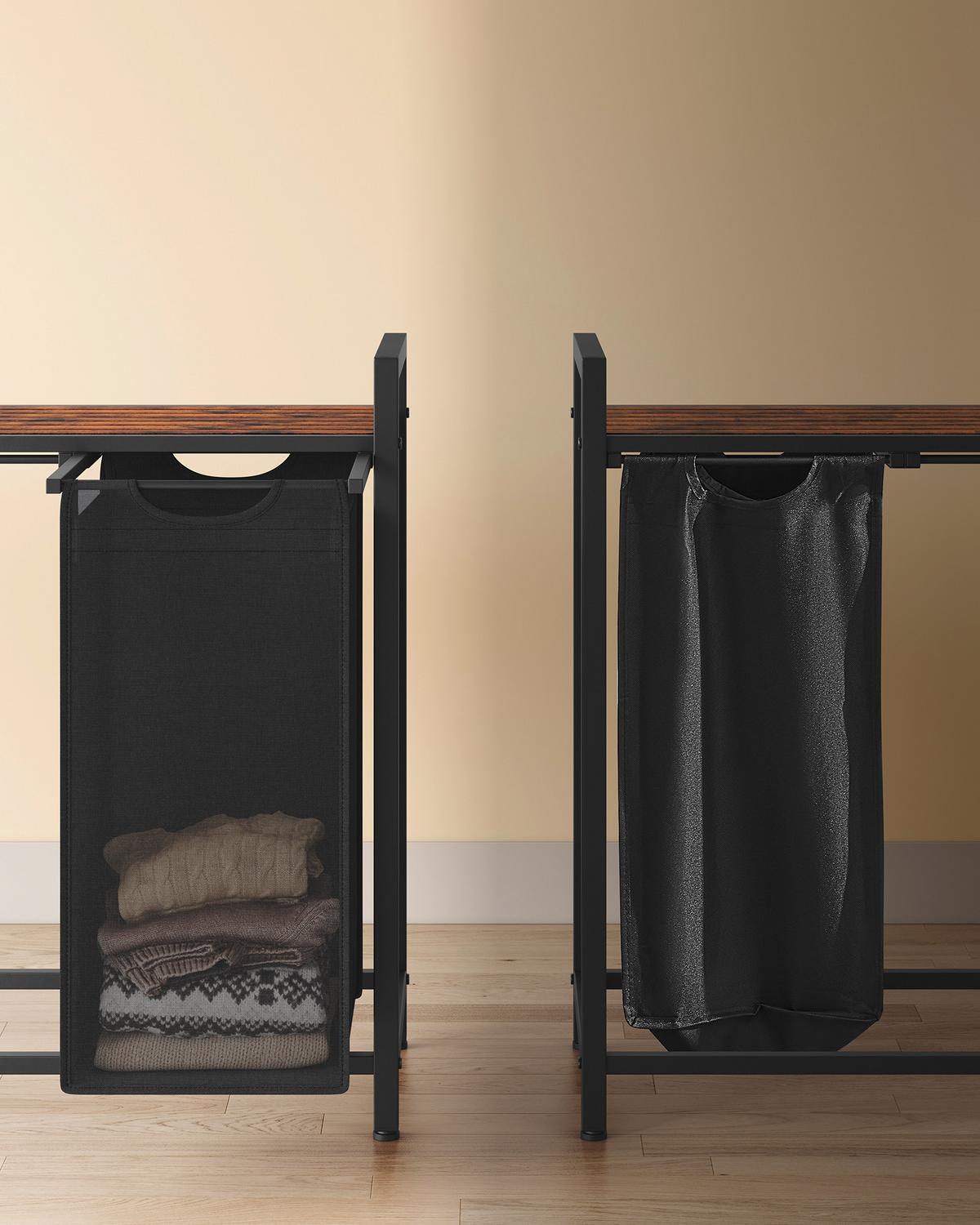 Wäschekorb Blh401b01 - Schwarz/Braun, Trend, Holzwerkstoff/Textil (116/72/33cm) - MID.YOU