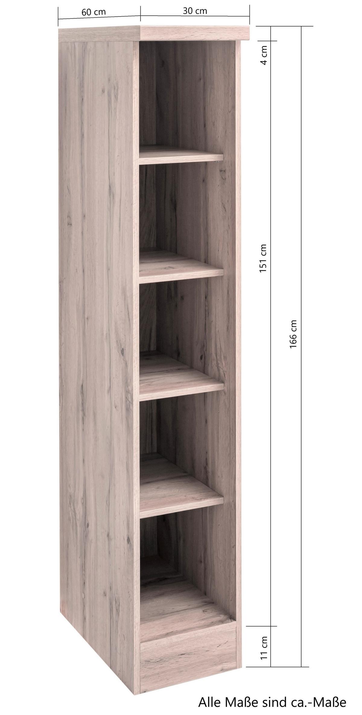 Regal Turin 30 cm Wotan Eiche - Eiche Wotan, Design, Holzwerkstoff (30/166/60cm) - Held