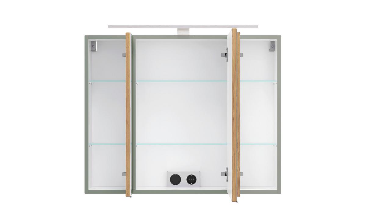SPIEGELSCHRANK Verona Schilfgrün B: 80cm - Schilfgrün/Wildeiche, Trend, Glas/Holzwerkstoff (80/64/20cm) - Held