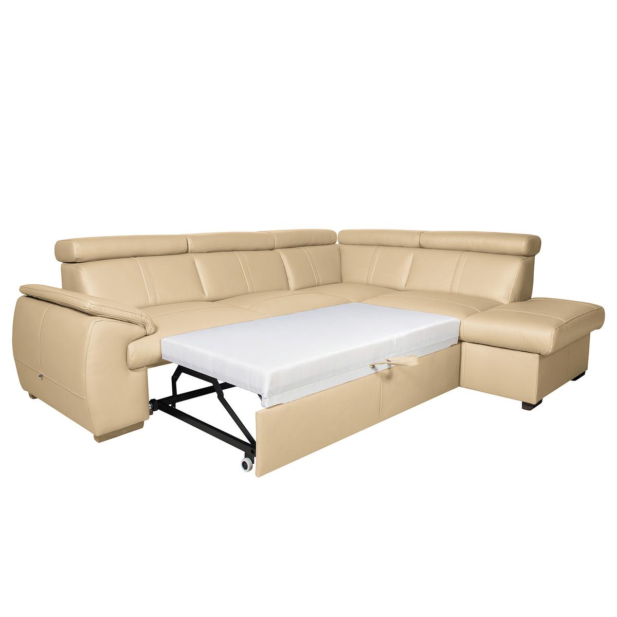 Ecksofa City Beige B: 265x211 Cm - Wengefarben/Beige, Design, Leder (265/211cm) - Livetastic