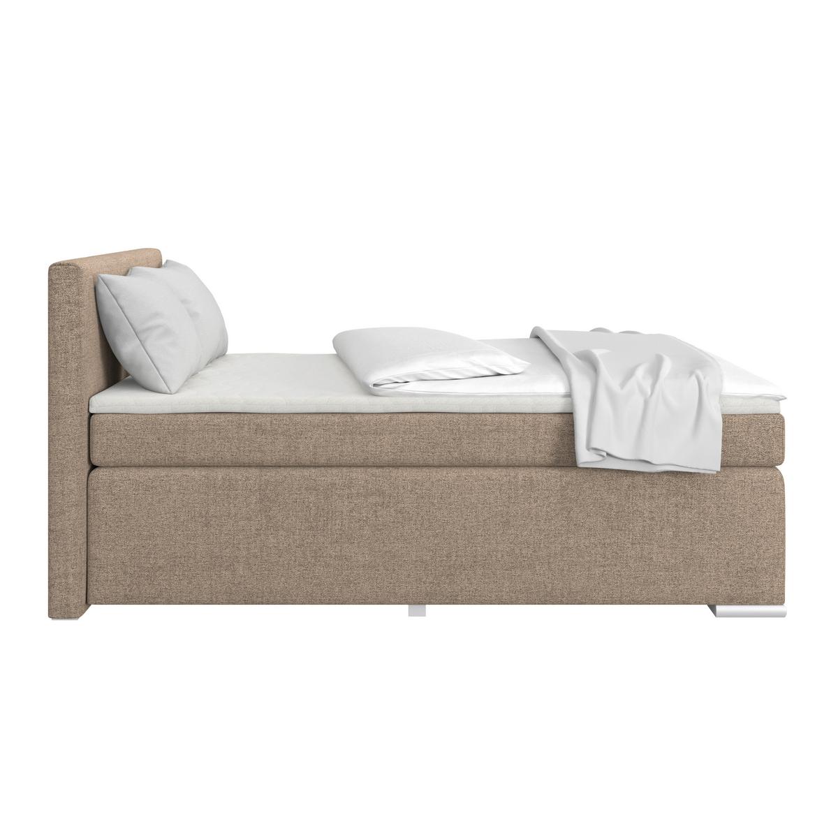 Boxspringbett Mira Cappuccino, Lf:120x200cm - Silberfarben/Grau, KONVENTIONELL, Holz/Textil (120/200cm)