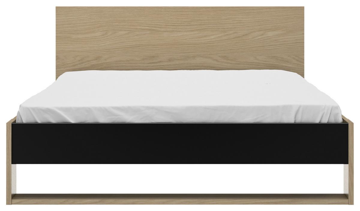 Bett NAEL 140x200 cm - Eichefarben/Schwarz, Basics, Holzwerkstoff (140/200cm)